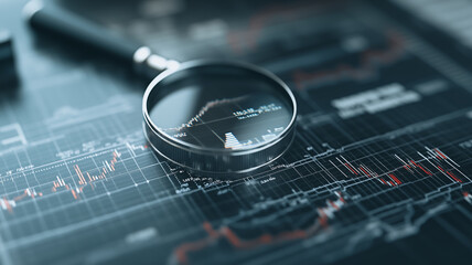 Poster - magnifying glass over a graph.