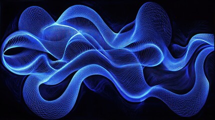 Poster - Abstract Blue Light Wave Pattern Design