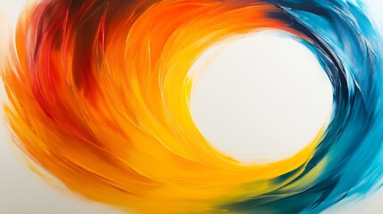 Wall Mural - Vibrant swirling paint creates abstract circular frame. AI Generated