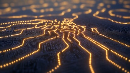 Poster - Illuminated Circuit Board Pathways Representing Data Flow