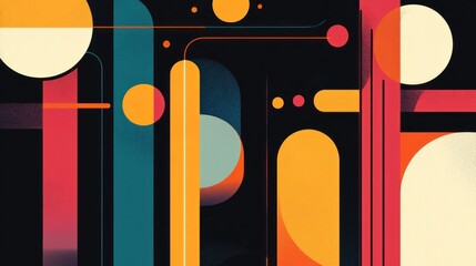 Poster - Abstract Geometric Composition With Vibrant Colors And Shapes