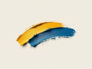 Poster - Colorful brush strokes of yellow and blue on a light background showcasing artistic creativity and inspiration