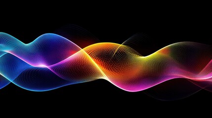 Poster - Abstract Colorful Waves Flowing Through Dark Space