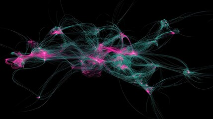 Poster - Abstract Teal and Pink Network Filaments Design