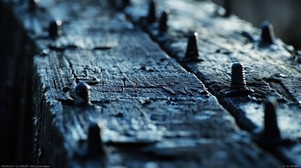 Poster - Weathered Wood Plank With Metal Bolts