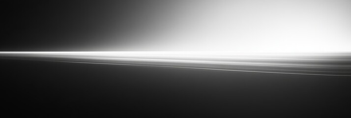 Poster - Abstract black and white banner with smooth gradient and light streaks creating a calming background effect