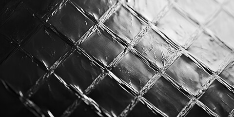 Poster - Textured black and white background featuring a grid pattern with a glossy finish creating a modern aesthetic