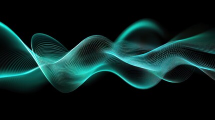 Poster - Abstract Teal Wave Pattern Digital Art