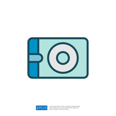Poster - Stylized Data Analyst Icon Featuring Flat Design Elements with Circular Chart and Database Representation in Modern Aesthetic