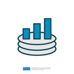Poster - Data Analysis Concept With Bar Graph Increasing Over Stacked Coins Representing Financial Growth And Insights In Business