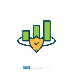 Poster - Data Visualization With Secure Shield Icon Representing Growth Metrics And Analysis In A Modern Digital Environment