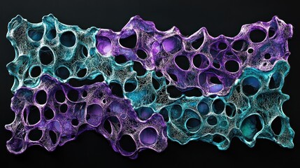Poster - Abstract Cellular Structure In Teal And Purple Hues