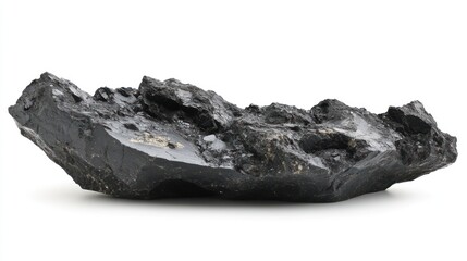 Poster - Black Obsidian Rock Sample Isolated on White Background