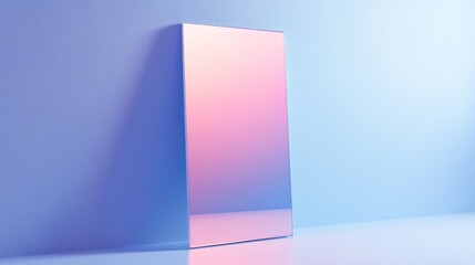 Poster - Pastel Pink and Blue Gradient Mirror on Wall
