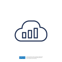 Poster - Simple Line Graph Depicting Growth Trends Inside Cloud Symbol Representing Data Analytics and Information Management
