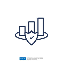 Poster - Data Analytics Icon Featuring Shield Symbolizing Protection With Bar Graphs Representing Growth and Performance Metrics