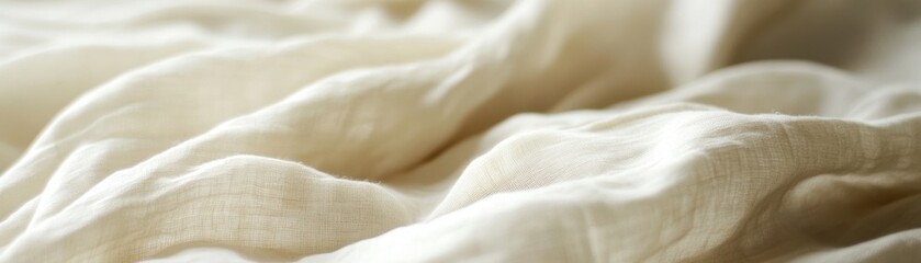 Poster - Soft Cream Colored Fabric Draped in Gentle Waves