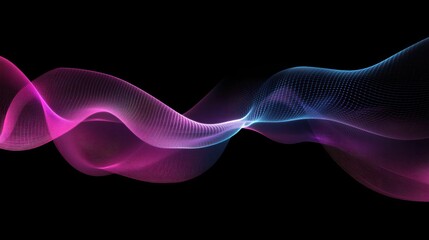 Poster - Abstract Pink and Blue Digital Waveforms Flowing