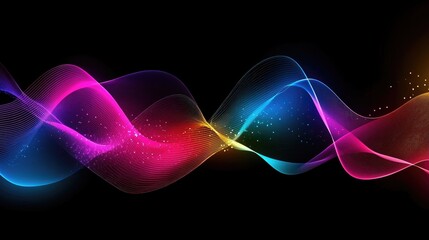 Poster - Abstract Colorful Waves Flowing Through Dark Space