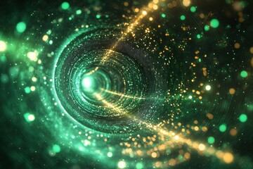 Aufkleber - Vibrant swirling tunnel of light and particles creating an abstract cosmic effect