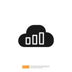 Poster - Analytical cloud symbol representing growth with statistical bars indicating performance and trends in data analysis and business intelligence