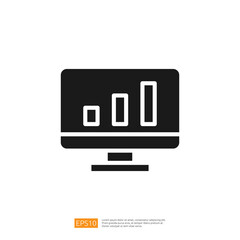 Poster - Stylized Computer Monitor Displaying Progress Bar Chart Symbols Representing Data Analytics and Growth in a Digital Environment