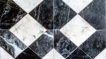 Poster - Black and white marble tile floor pattern