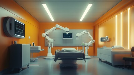 Aufkleber - Futuristic Hospital Room With Robotic Medical Arms