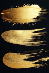 Aufkleber - Gold paint strokes shining on black background