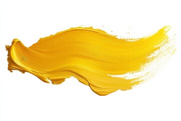 Poster - Bright yellow paint stroke creating a vibrant texture on a white background
