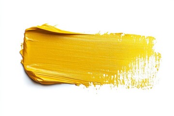Poster - Bright yellow paint smudge against a clean white background showcasing texture and color vibrancy