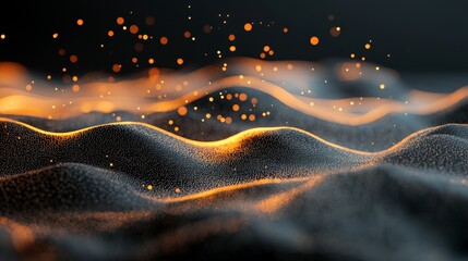 Poster - Abstract waves with glowing particles creating a dynamic and mystical atmosphere in a dark background setting