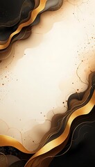 Wall Mural - Abstract Gold and Brown Swirling Wave Design