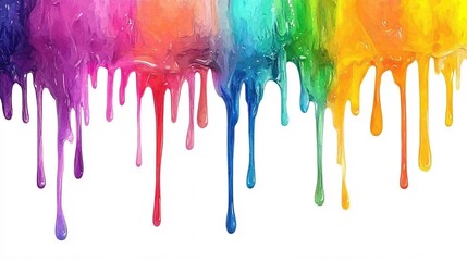 Aufkleber - Colorful paint dripping down white background
