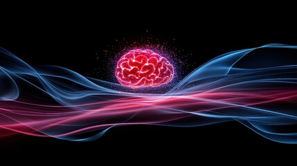 Poster - Abstract Brain Waves Flowing Energy
