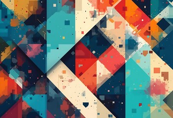 Poster - Abstract Geometric Composition Of Vivid Colors And Shapes
