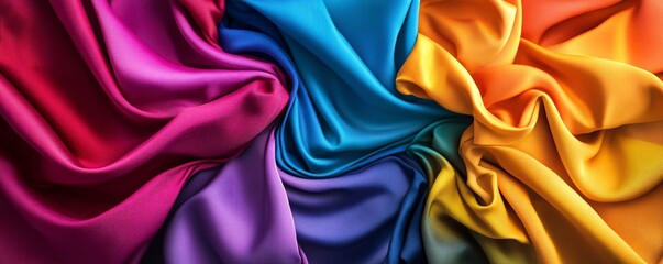 Poster - Colorful silk fabric forming abstract swirl background