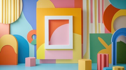Aufkleber - Colorful Geometric Shapes Abstract Background Design