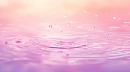 Aufkleber - Pink Water Drops Creating Ripples Abstract Background