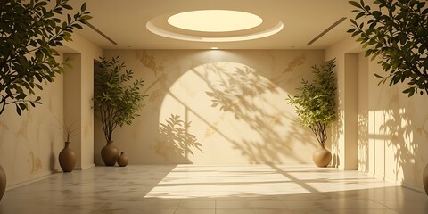 Wall Mural - Sunlit Minimalist Hallway With Plants And Vases