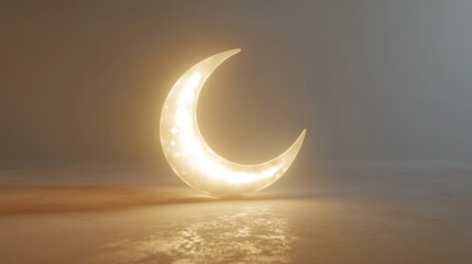 Poster - Glowing Crescent Moon Illuminated Night Sky Scene