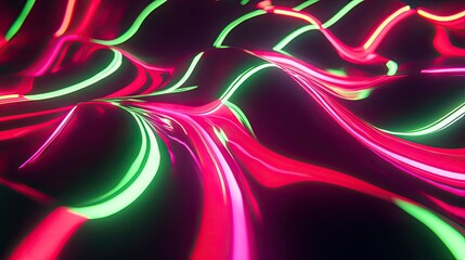 Aufkleber - Abstract Neon Pink and Green Swirling Lines