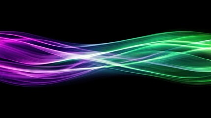 Poster - Abstract Swirling Light Waves of Purple and Green