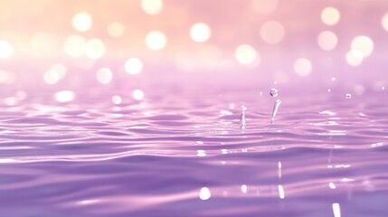 Poster - Water Droplets Falling on Lavender Water with Bokeh Lights