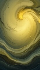 Poster - Abstract Swirling Yellow Green Liquid Vortex Design