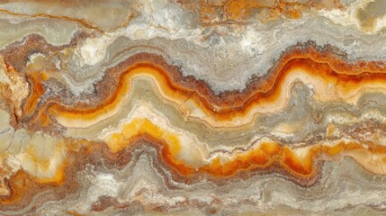Poster - Abstract Stone Texture with Wavy Orange and Gray Bands