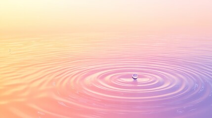 Aufkleber - Water Droplet Creating Concentric Ripples on Pastel Surface