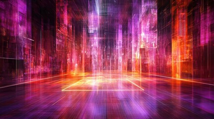 Poster - Abstract Digital Cityscape Neon Lightscape