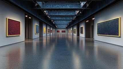 Fototapete - On a large white art gallery wall.