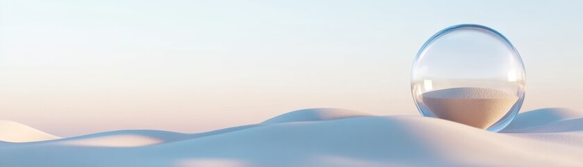 Poster - Glass Hourglass on Sand Dunes at Sunset